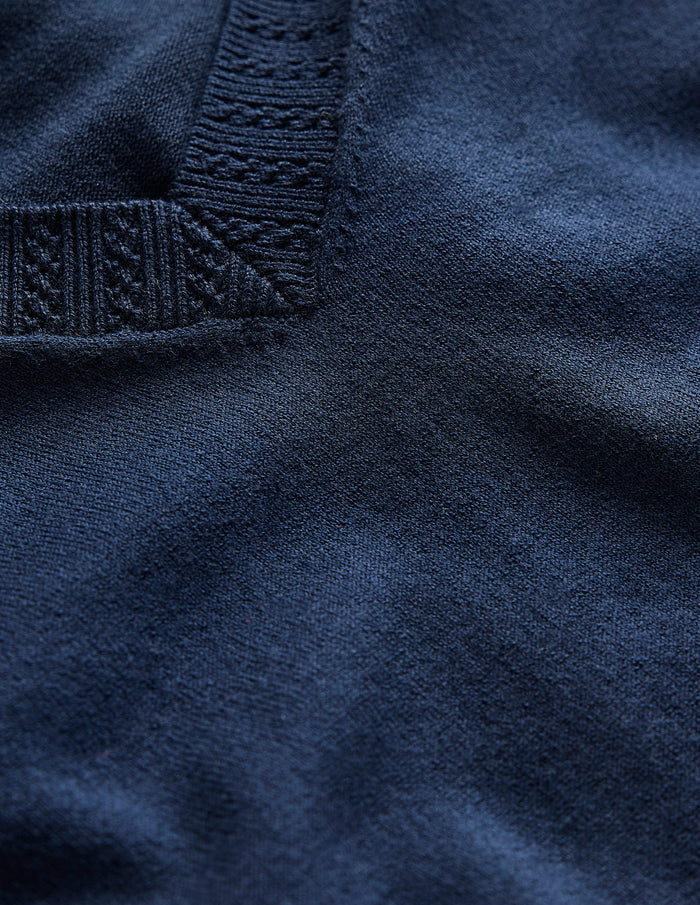 Emilia Cotton V Neck Sweater Navy