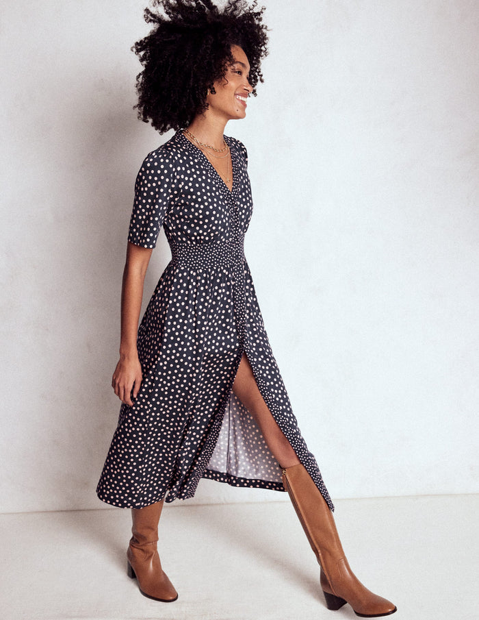 Natalia Jersey Tea Dress French Navy, Ballet Slipper