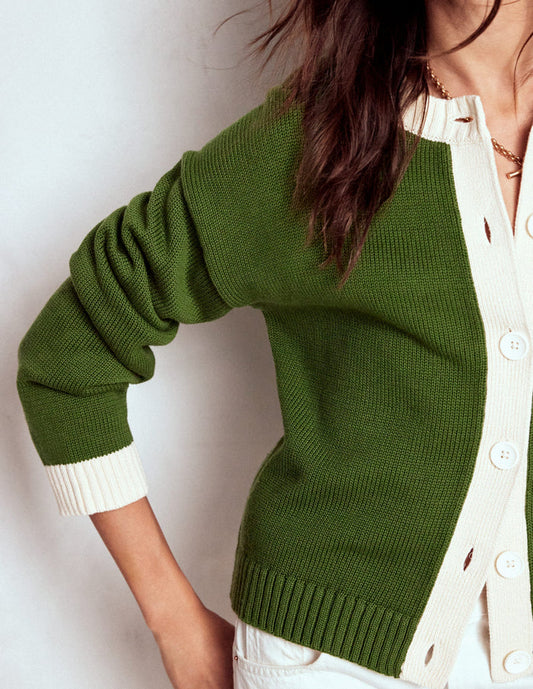 Jemma Chunky Cotton Cardigan Promenade Green