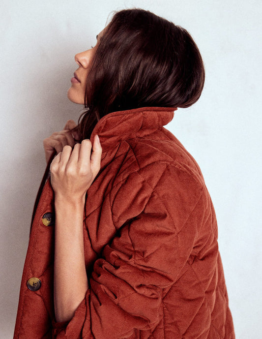 Fitzrovia Quilted Cord Jacket Fire Brick Red