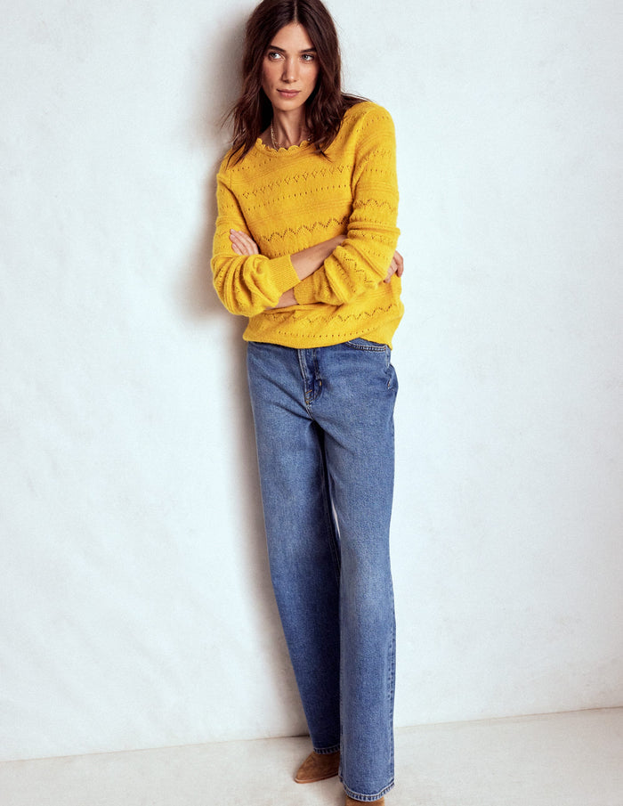 Leticia Lace Trim Sweater Golden Rye