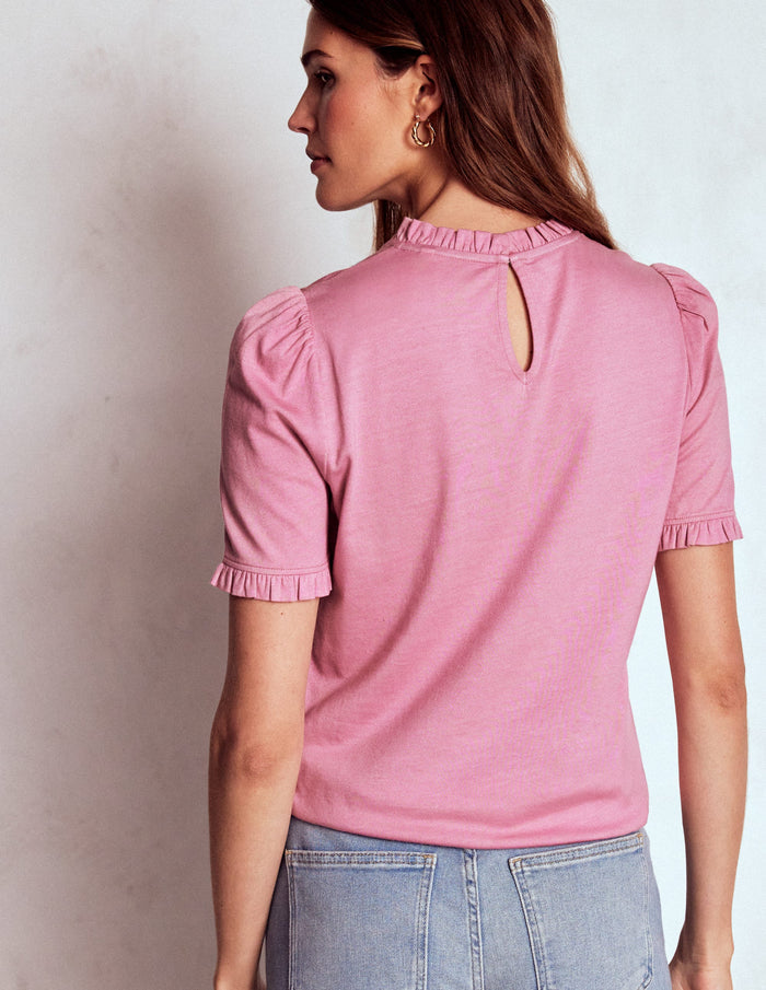 Supersoft Frill Detail T-shirt Formica Pink