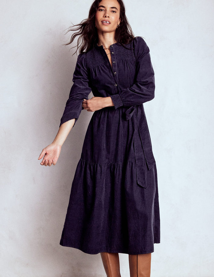 Cecily Cord Midi Dress Navy
