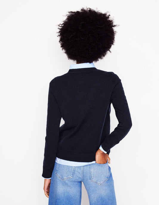 Eva Cashmere Crew Neck Sweater Navy