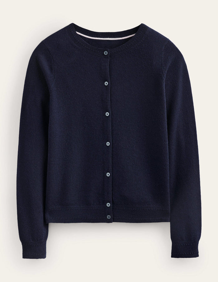 Eva Cashmere Crew Cardigan Navy