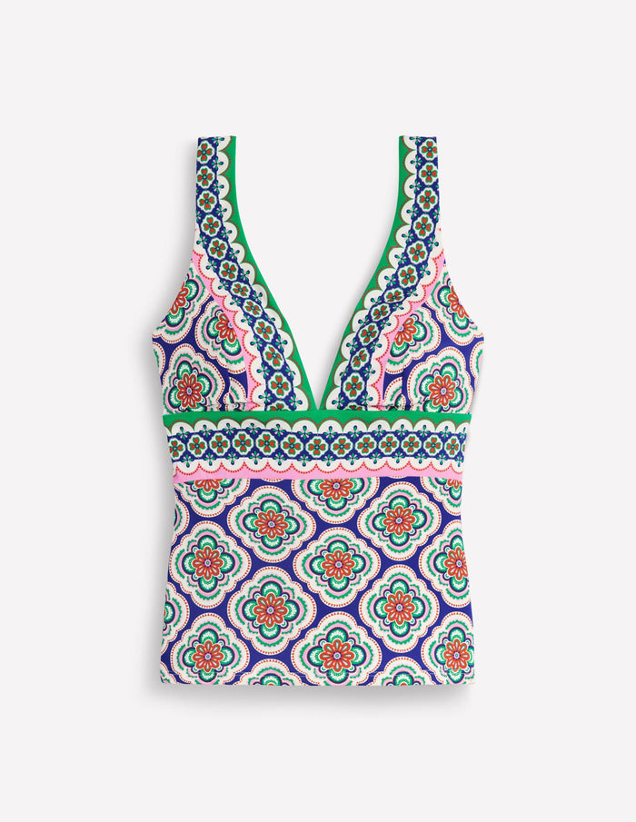 Porto Tankini Top Bright Blue, Botanic Blush
