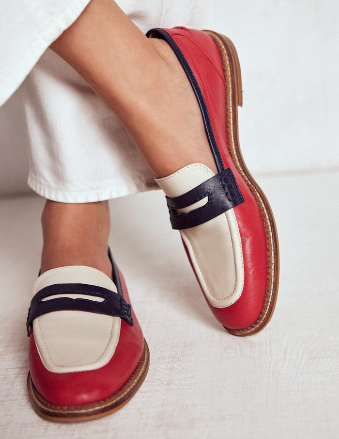 Nya Penny Loafers Pillarbox Red/Navy