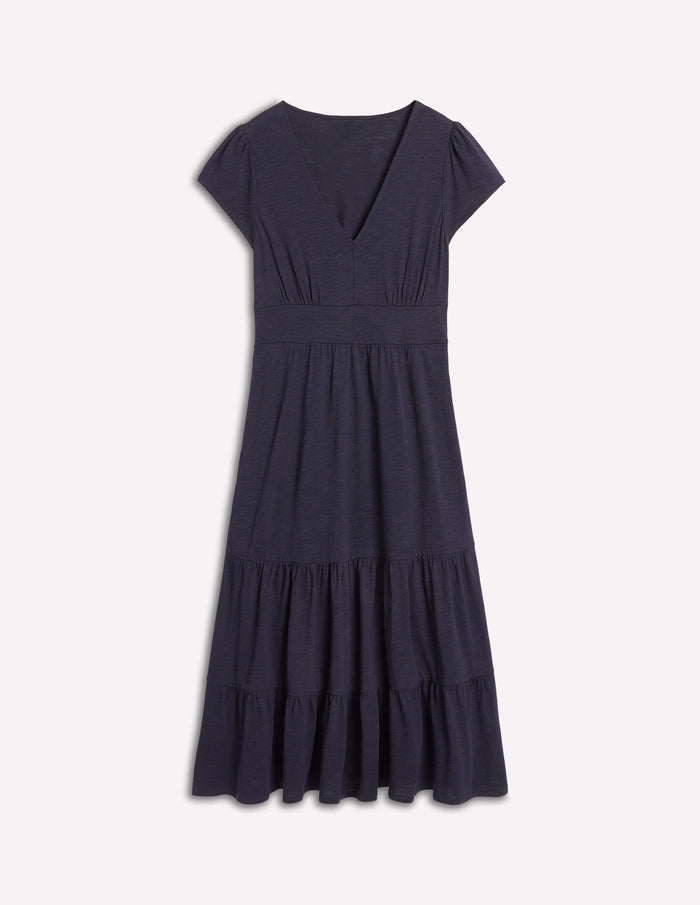 Eloise Tiered Jersey Dress Navy