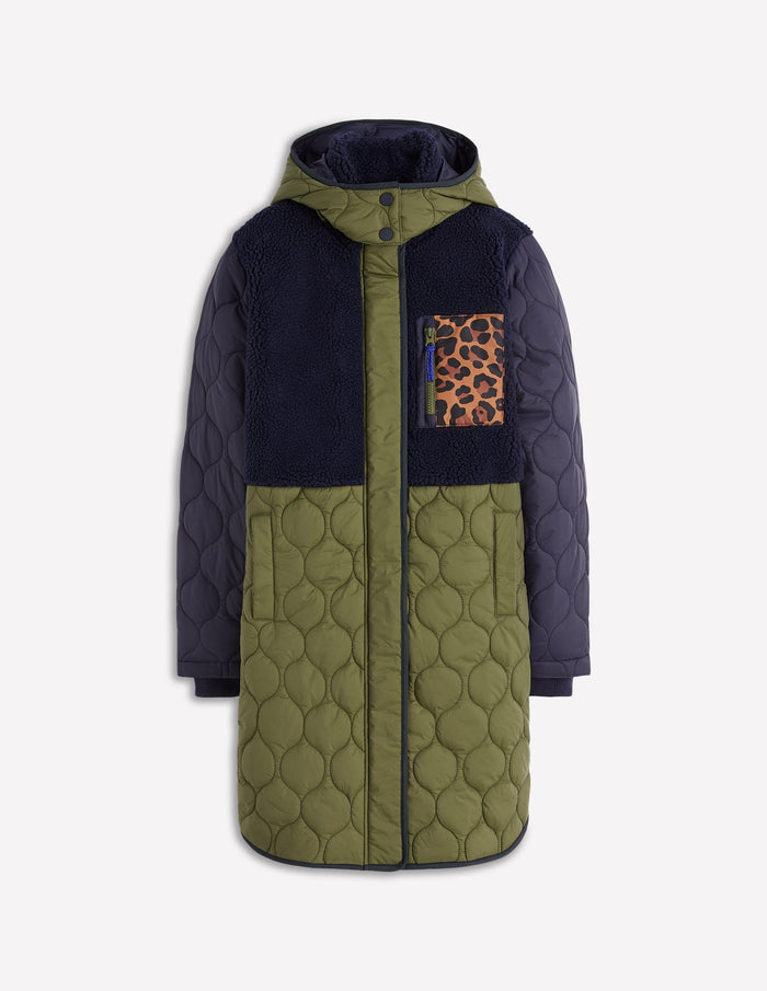 Borg Mix Coat Navy & Khaki Mix