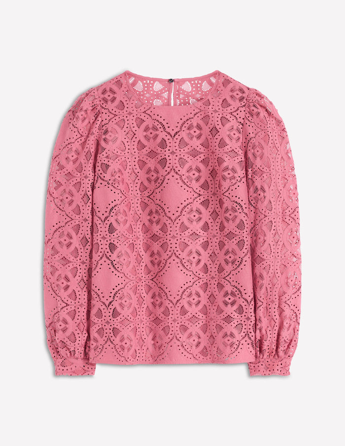 Lace Crew Neck Top Heather Rose