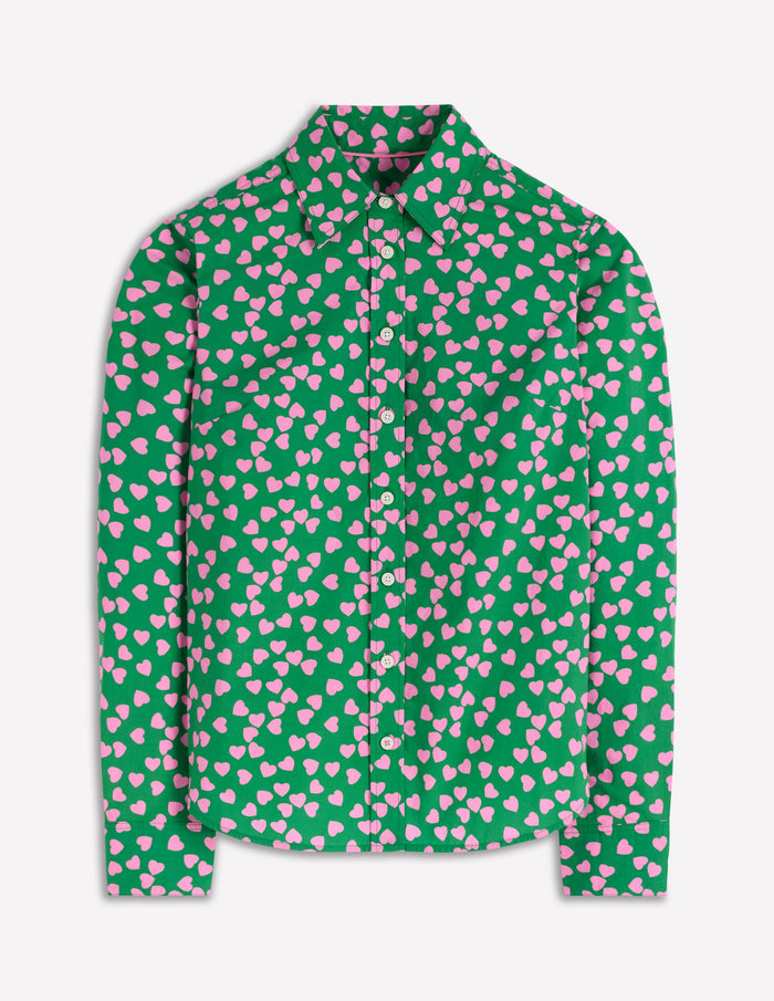 Sienna Cotton Shirt Highland Green, Heart Cascade