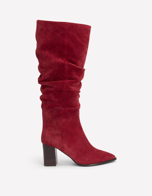 Vera Block Heel Point Boots Red