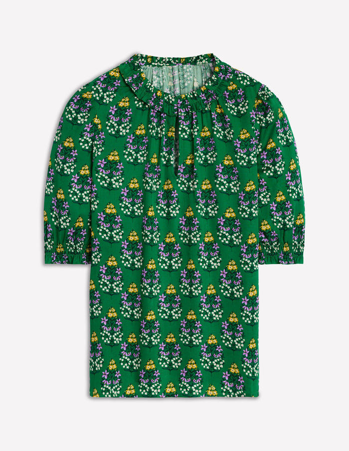 Ria Short Sleeve Top Emerald, Wildflower Bouquet