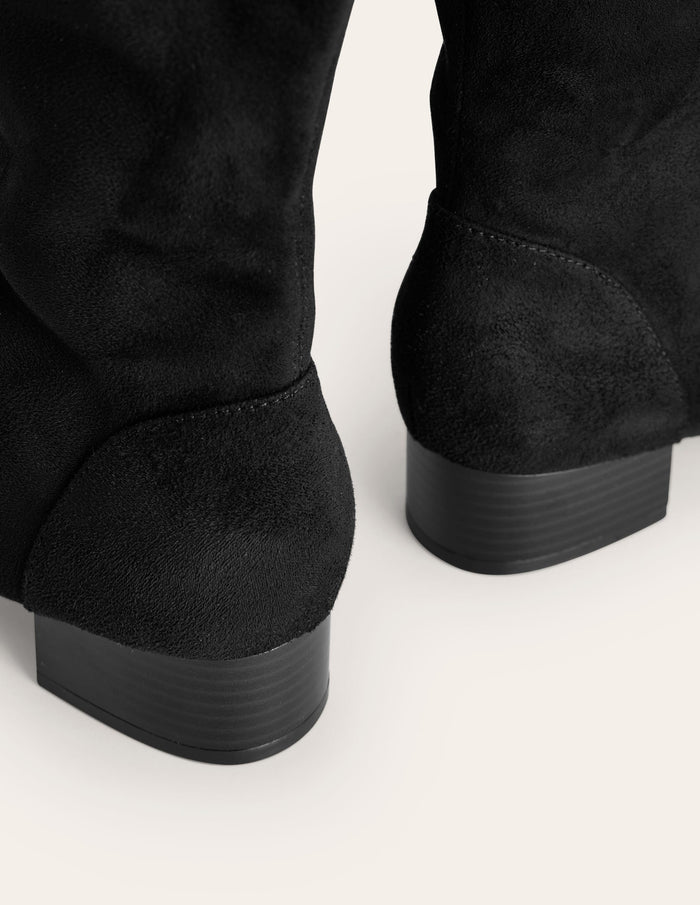 Flat Stretch Knee Boots Black