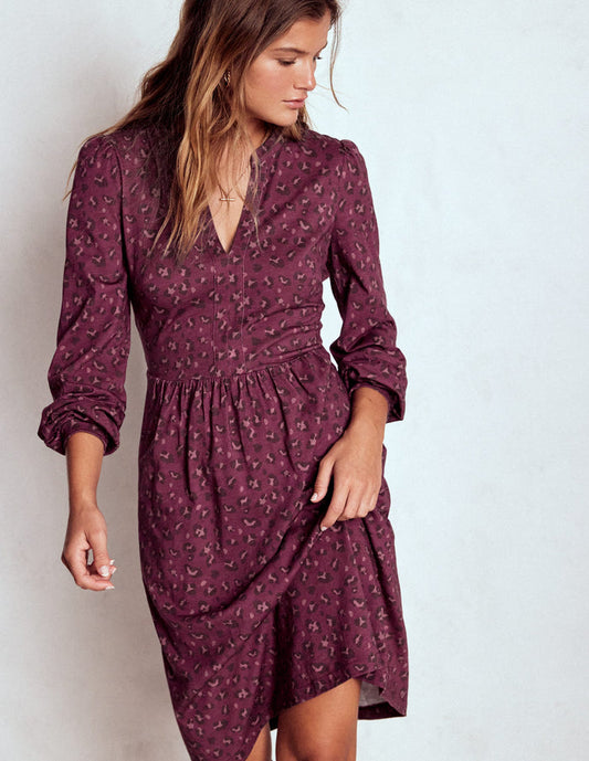 Naomi Relaxed Jersey Dress Prune, Leopard Spots
