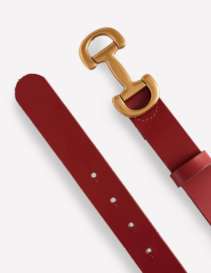 Iris Snaffle-Trim Leather Belt RED