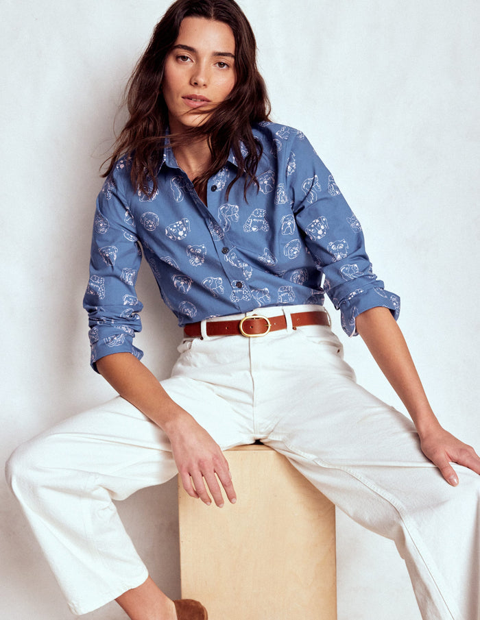 Sienna Cotton Shirt Blue, Multi Dogs