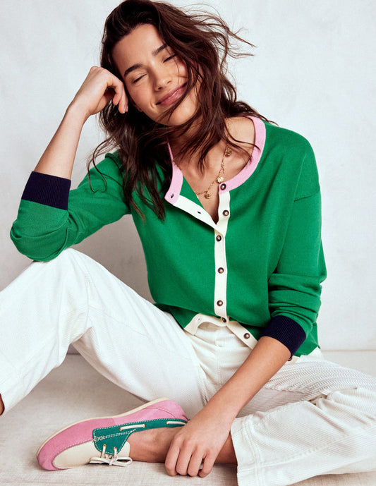 Lara Relaxed Cotton Cardigan Rich Emerald
