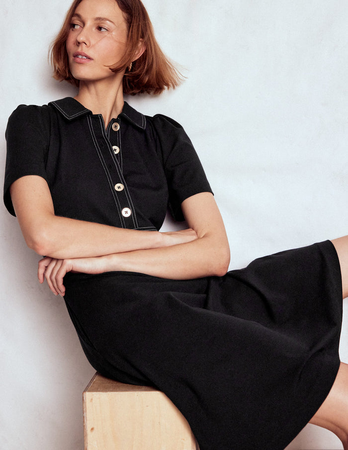 Nicolette Ponte Shirt Dress Black