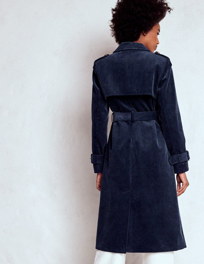 Cheltenham Cord Trench Coat Navy