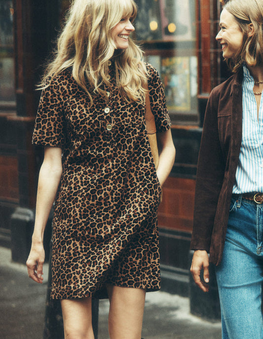 Zia Cord Pocket Shirt Dress Multi, Cheetah Pop