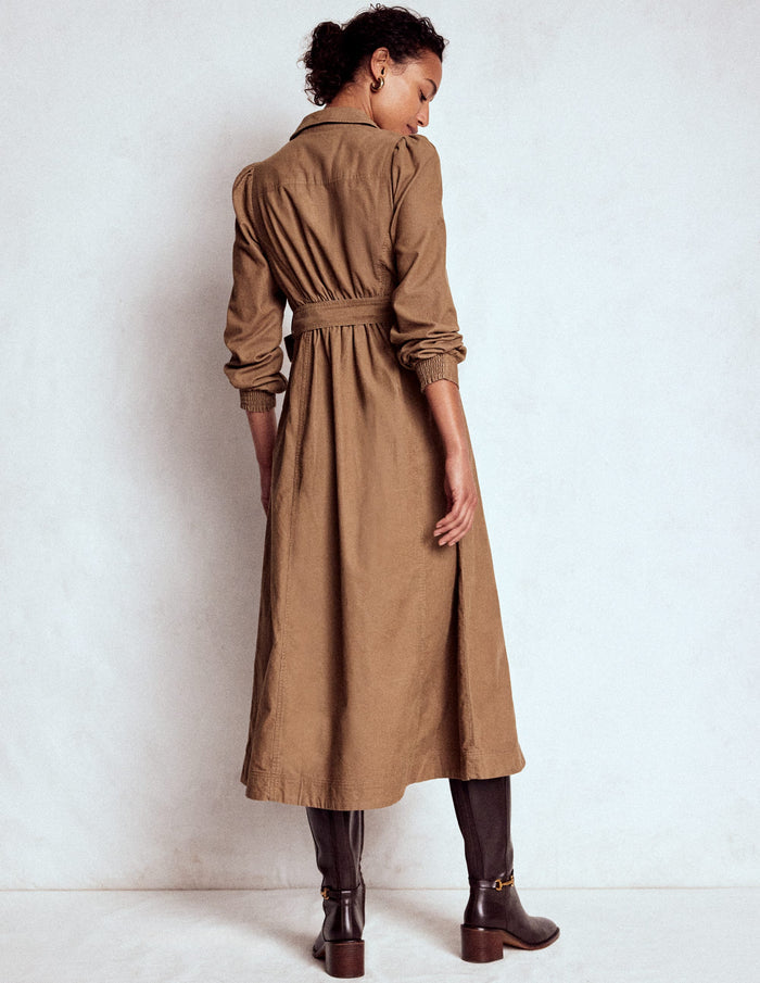 Adelaide Zip Cord Midi Dress Latte