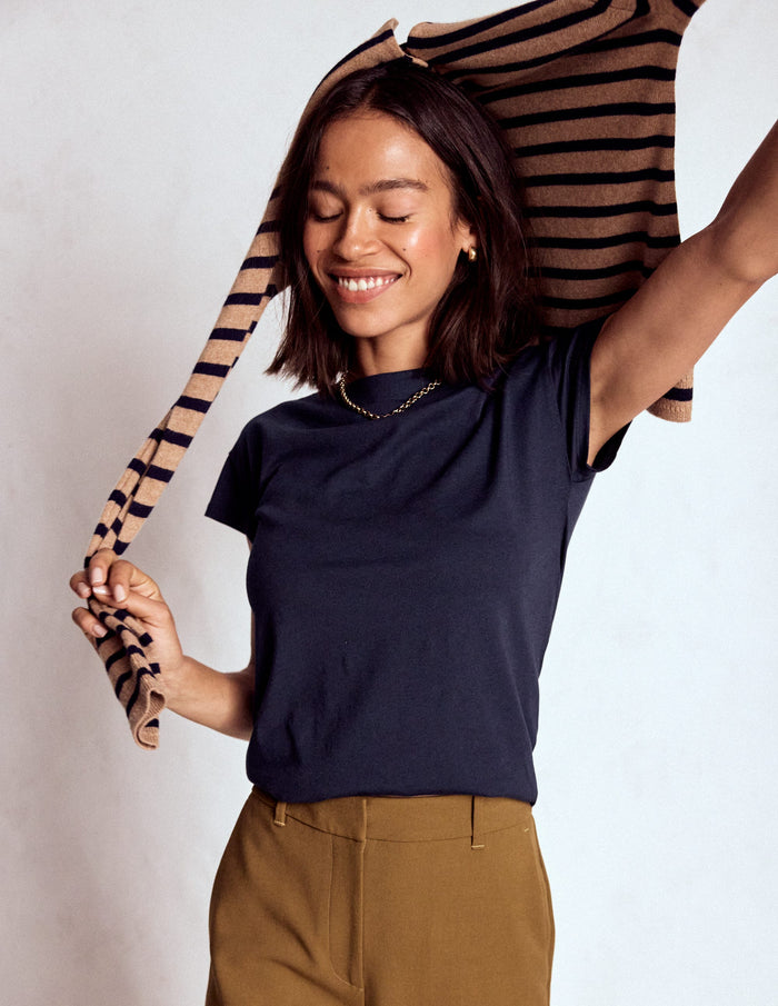 Supersoft Boat Neck T-Shirt Navy