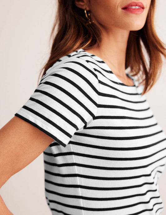 Ella Short Sleeve Breton Ivory, Black