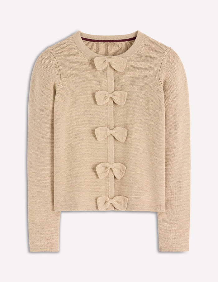 Knitted Bow Cardigan Chinchilla Melange
