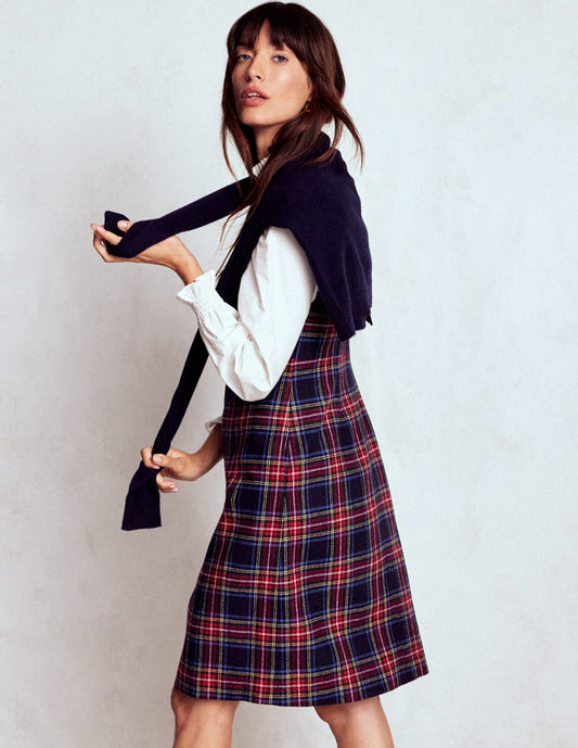 Annie Check Shift Dress Navy, Green and Red Check