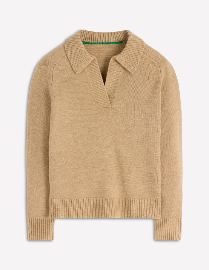 Marion Merino Henley Sweater Camel Melange