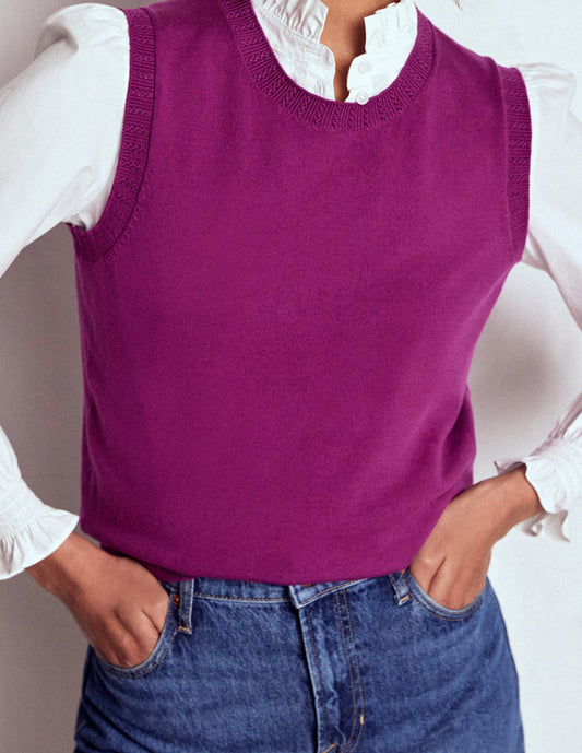 Emilia Cotton Crew Neck Vest Regal Purple