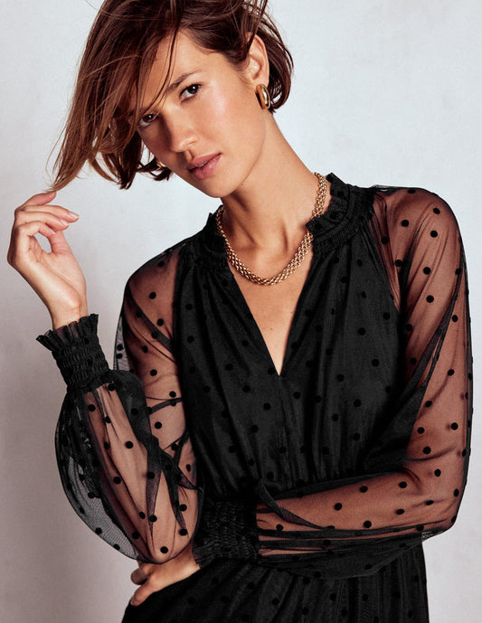 Lucille Tulle Midi Dress Black