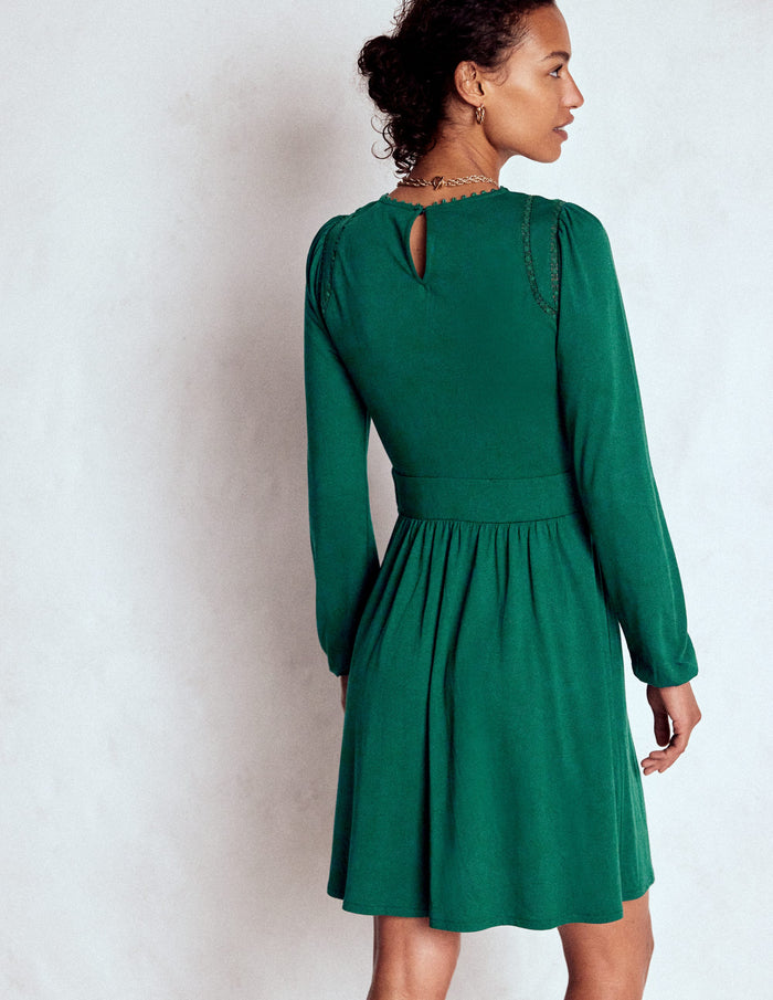 Mila Short Jersey Dress Emerald Night