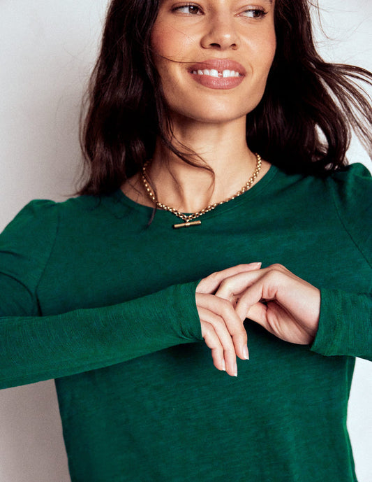 Cotton Crew Long Sleeve Top Drake Green