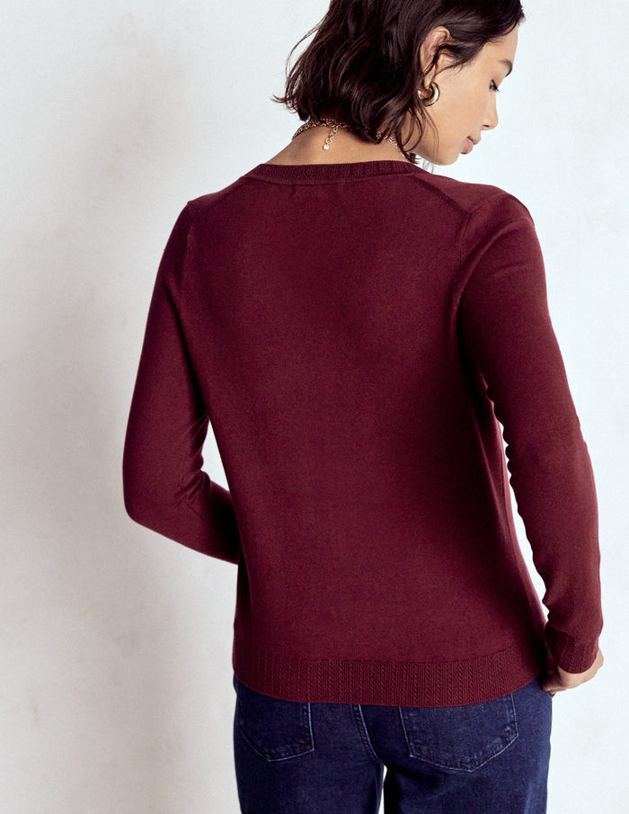 Emilia Cotton V Neck Sweater Deep Wisteria