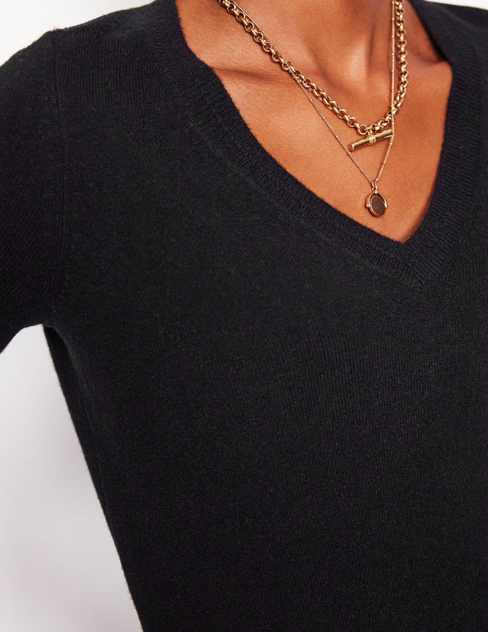 Eva Cashmere V-Neck Sweater Black