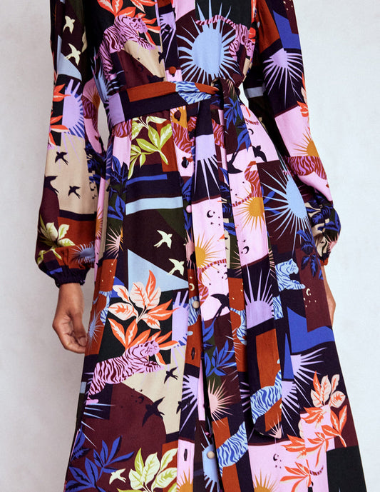 Mae Occasion Maxi Shirt Dress Multi, Cosmic Savanna