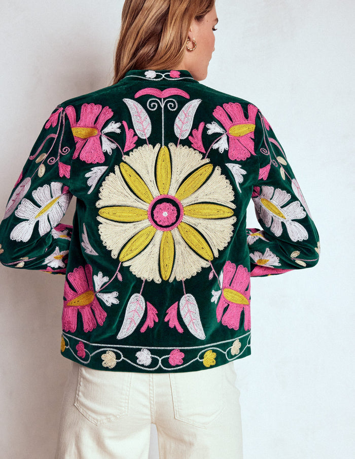 Embroidered Souvenir Jacket Emerald Night Embroidery