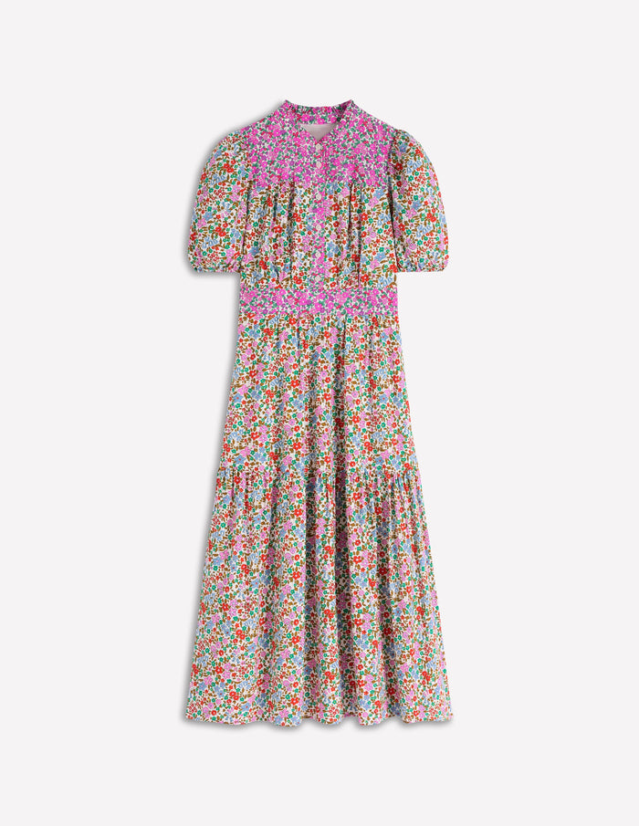 Beatrice Cotton Midi Dress Multi, Flowerbed Cluster