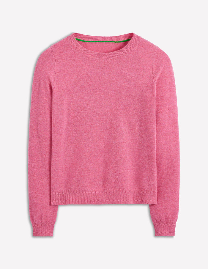 Eva Cashmere Crew Neck Sweater Rose Pink Melange