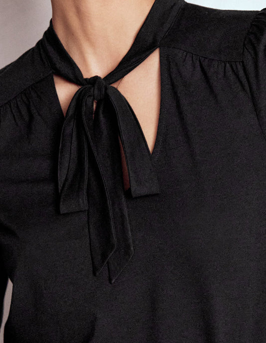 Tie Neck Supersoft Top Black