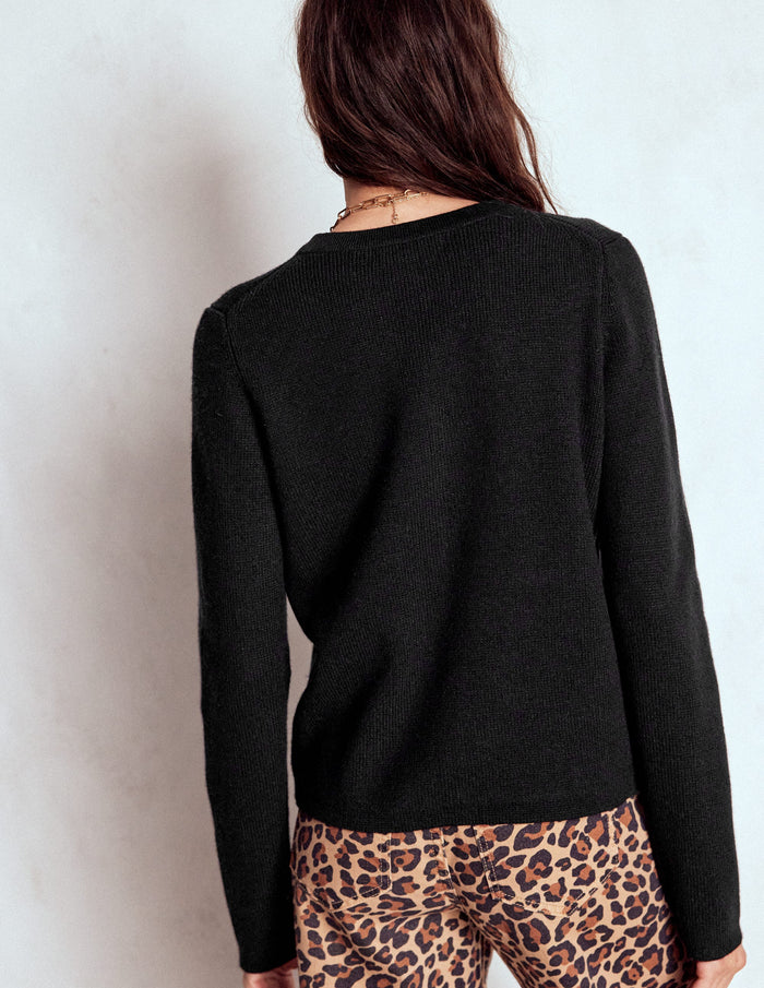 Knitted Bow Cardigan Black