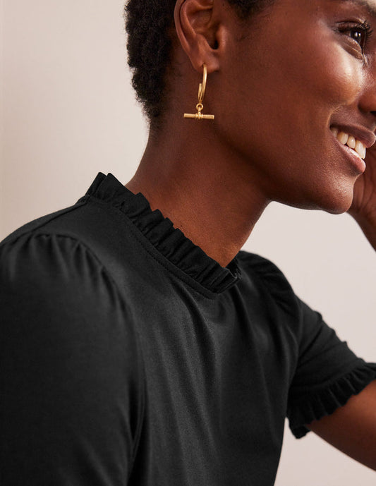 Supersoft Frill Detail T-shirt Black