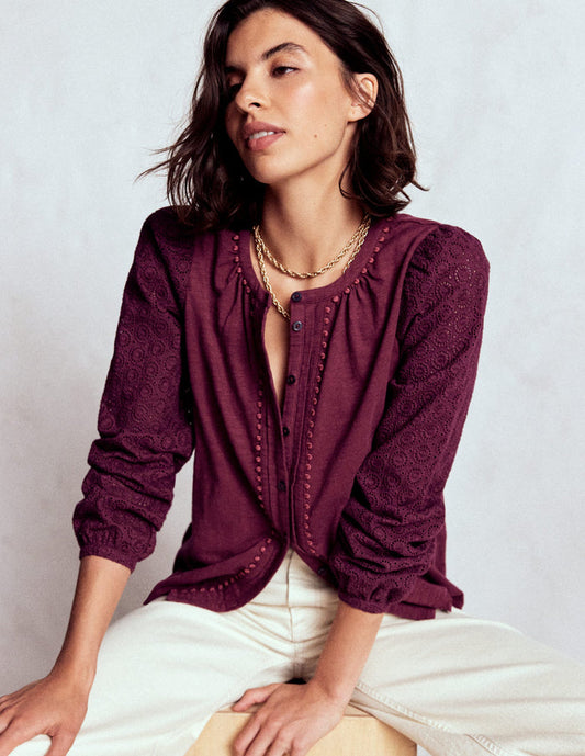 Eden Broderie Jersey Shirt Deep Wisteria