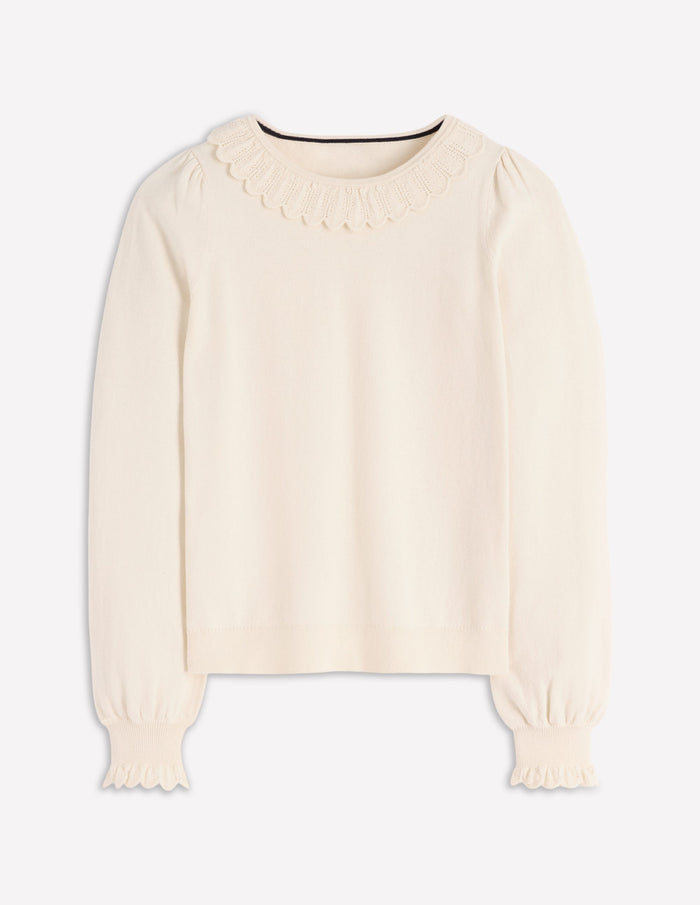 Melina Cotton Ruffle Sweater Warm Ivory