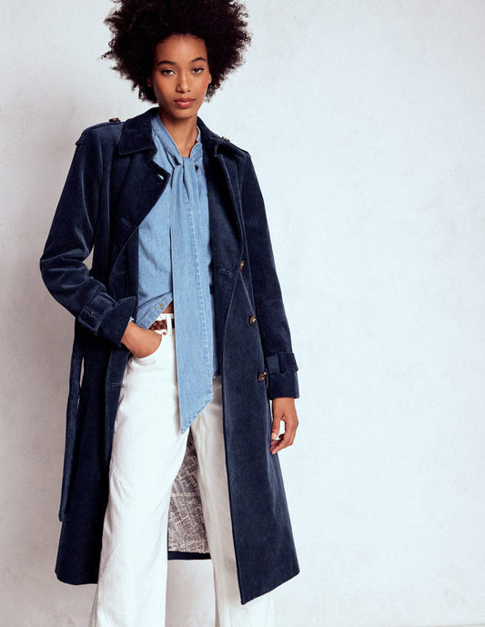 Cheltenham Cord Trench Coat Navy