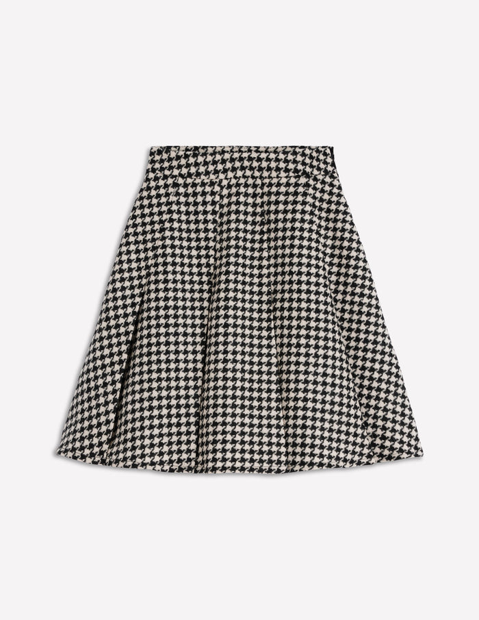 Flippy Wool Skirt Black Dogstooth