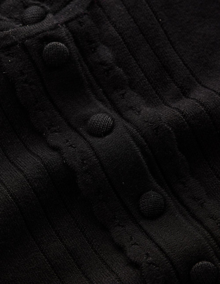 Angela Cotton Scallop Sweater Black