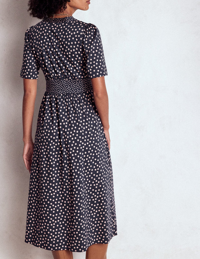 Natalia Jersey Tea Dress French Navy, Ballet Slipper